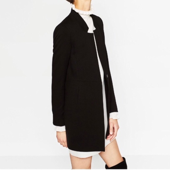 ZARA Black Minimalist Contemporary Workwear Blazer Jacket. Size XS. - Picture 3 of 16